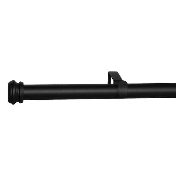 LORDEAR 48 in. - 88 in. Adjustable Single Curtain Rod 1 in. in Black with End Cap Finials