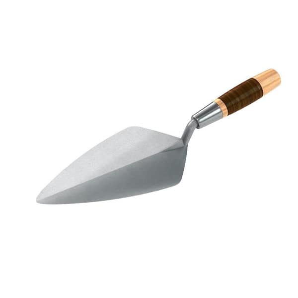 Bon Tool 10 in. Keystone Forged Steel Narrow London Masonry Brick Trowel with Leather Handle