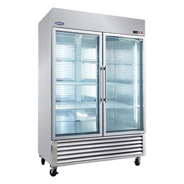 54 in. 49 cu. ft. Commercial Upright Merchandiser Refrigerator in Silver with 2 Tempered Glass Door
