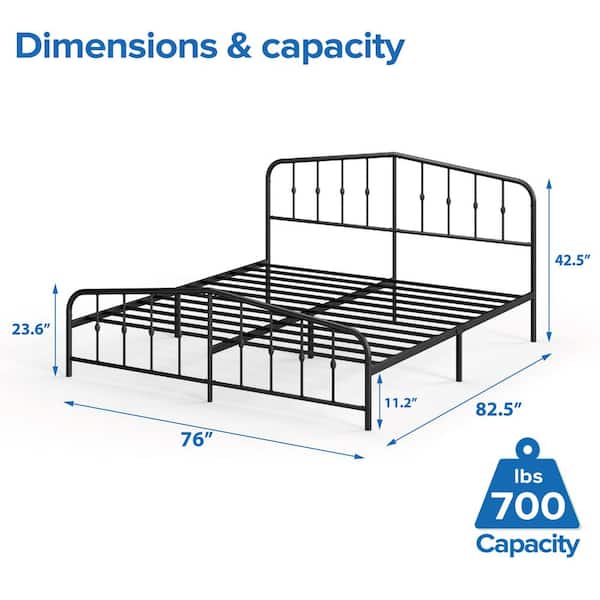 Zinus Clara Black Metal Frame King Platform Bed Frame CLO