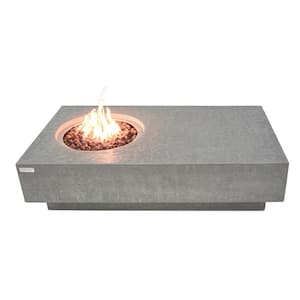 Metropolis Outdoor Fire Pit 56 in. x 32 in. Rectangular Concrete Natural Gas Fire Table with Lava Rocks and Cover