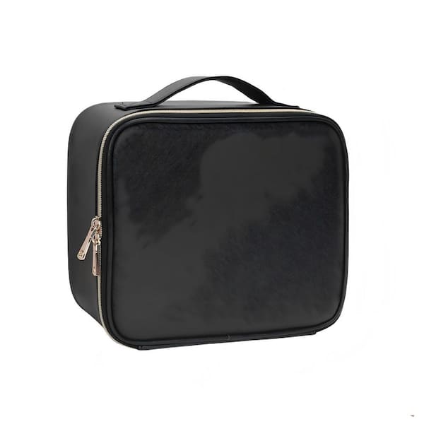 Travel Makeup Bag with LED Mirror and Adjustable Dividers, Portable Makeup Artist Organizer Bag, Black