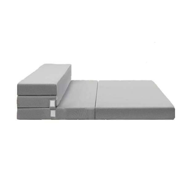 Angel Sar Twin Soft Foam 4 in. Folding Mattress, Portable Travel Mat and a Portable Mattress with Washable Cover for Camping, Home