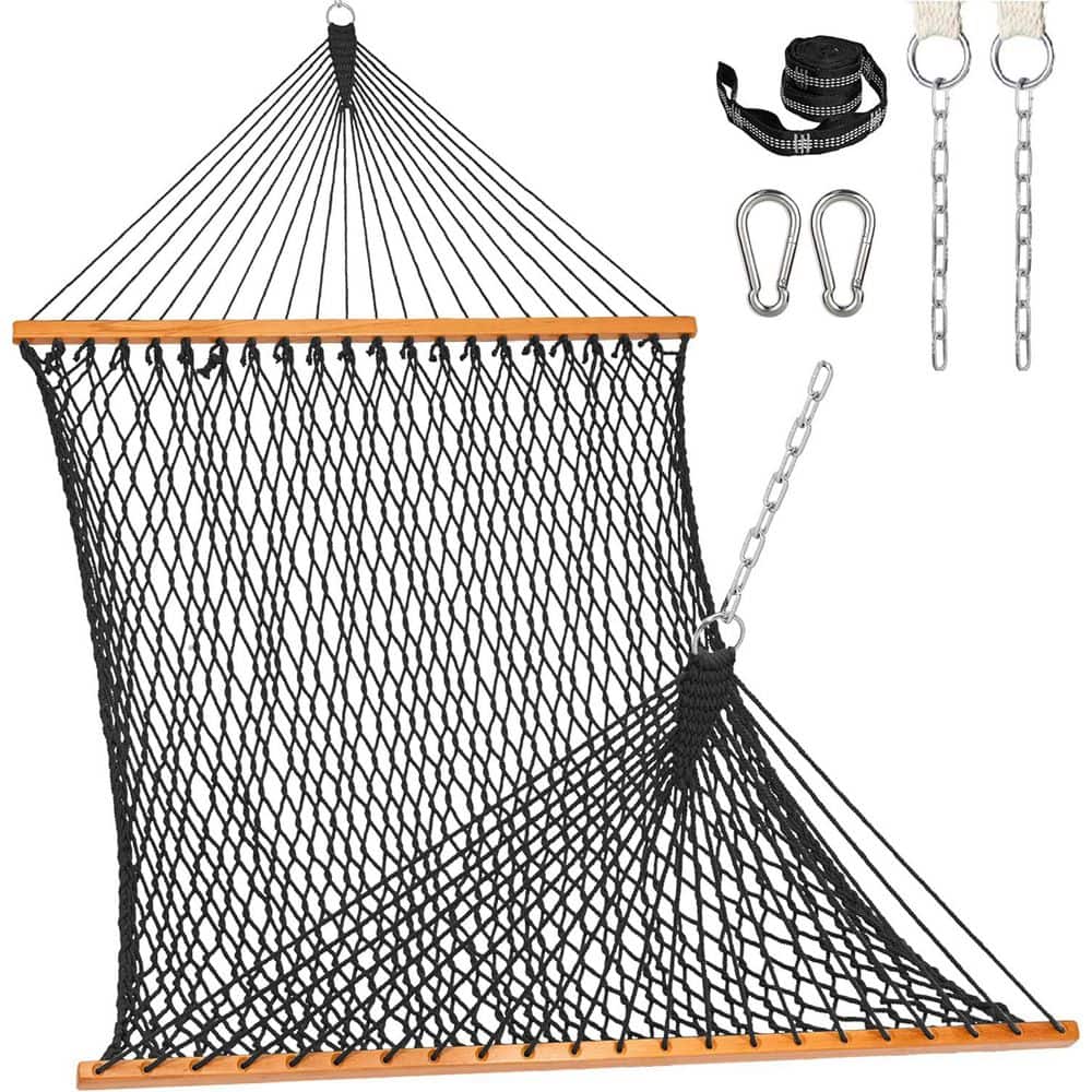 141 x 57 in. Hand Woven Cotton Hammock, 12FT Double Rope Hammock with Spreader Bar, Dark Gray price history on PriceWatchPro