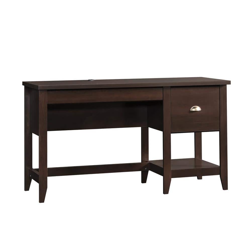 Cinnamon Cherry Wood Desk with Drawer and Filing Cabinet