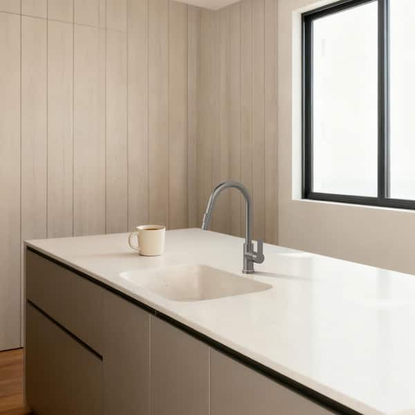 16 in. H LED Stainless Steel 1-Handle Pull Down Sprayer Kitchen Faucet Hot and Cold with 360° Swivel in Brushed Nickel