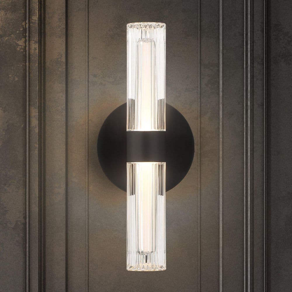Ristretto 13-inch Round 2-light Matte Black LED Flush Mount with Clear Ribbed and White Acrylic Shades price history on PriceWatchPro