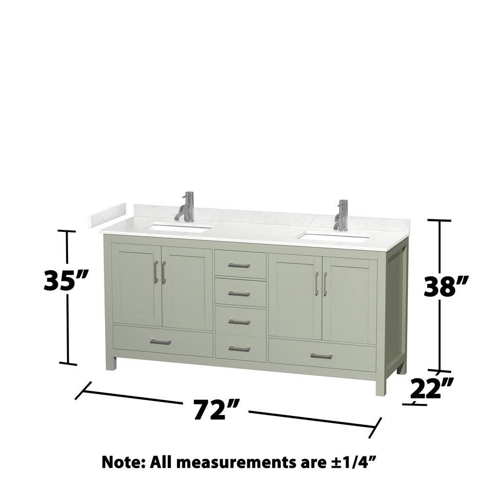 Light Green Freestanding Double Bathroom Vanity with Cultured Marble Top