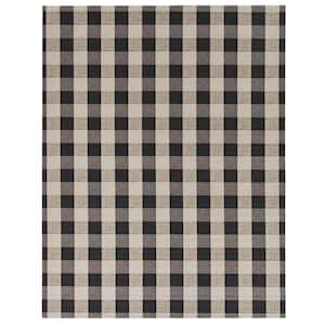 Checked Black/Taupe 6x8 Area Rug - TPR