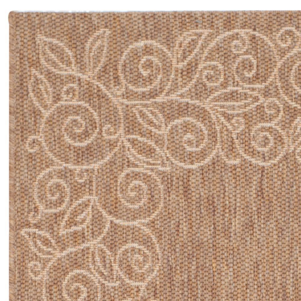 Elegant Dark Beige 31" Round Indoor/Outdoor Easy-Care Rug