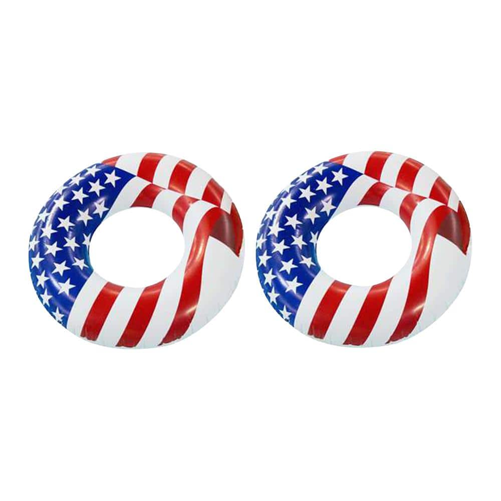 Swimline 36 in. Inflatable American Flag Swimming Pool and Lake Tube Float (2-Pack), Multi-Colored -  2 x 90196