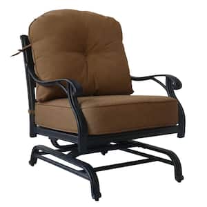 Vine Black Frame Aluminum Patio Outdoor Lounge Chairs CushionGuard Brown Club Motion Chair (2-Pack)