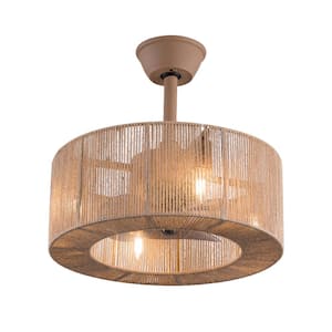 TRUE FINE Silvia 16 in. 2-Light Bohemian Woven Rope Semi-Flush Mount  Ceiling Light TD10062FL - The Home Depot