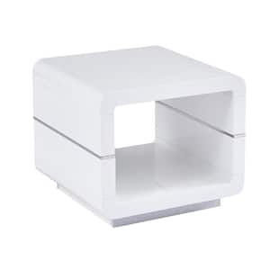 Karla 22 in. High Gloss White Lacquer Top Rectangle End Table