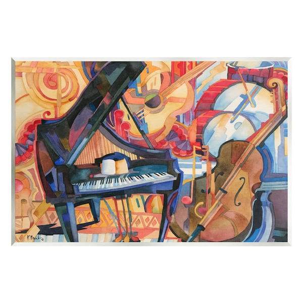 The Stupell Home Decor Collection Big City Music Piano Cubism Design by Paul Brent Unframed Abstract Art Print 19 in. x 13 in.