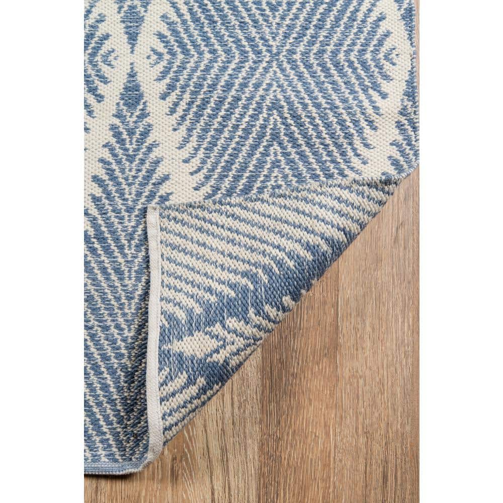 Denim and White Diamond Pattern Rectangular Area Rug