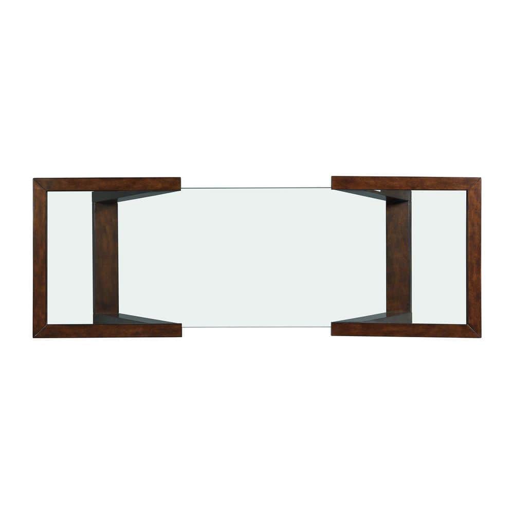 Espresso Aerodynamic 50'' Sofa Table with Tempered Glass Top
