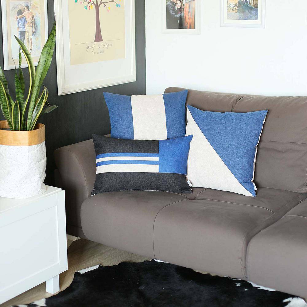 Handmade Blue and Ivory Jacquard Throw Pillow Cover