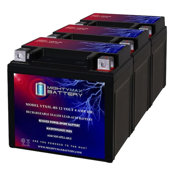 MIGHTY MAX BATTERY YTX5L-BS Replacement Battery for Polaris 110 Outlaw 2016 - 3 Pack