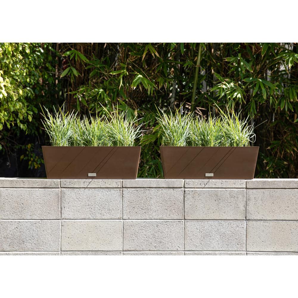 Espresso Modern Recycled Plastic 25.5" Window Box Planter Set