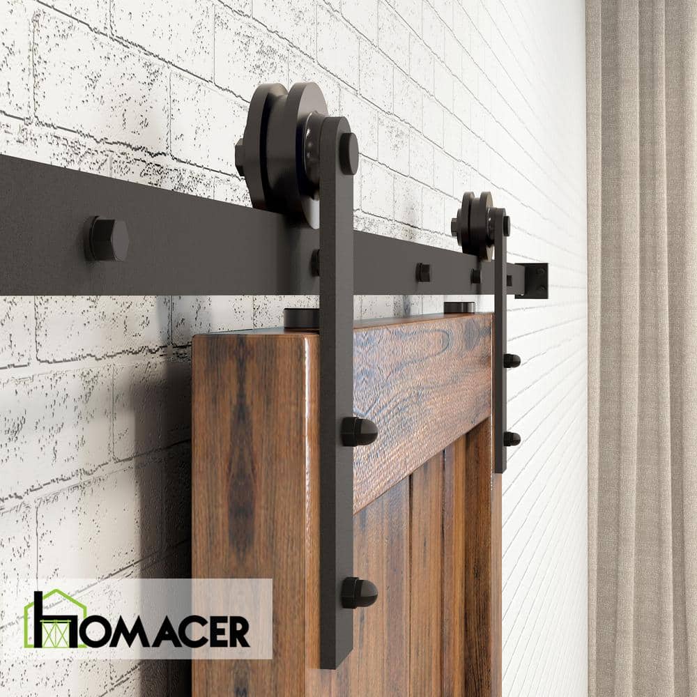 12ft Black Rustic Sliding Barn Door Hardware Kit