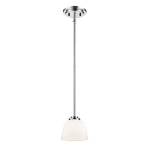 Ashton 1-Light Chrome Mini Pendant Light with Matte Opal Glass Shade with No Bulb Included