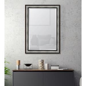 Large Rectangle Pewter Beveled Glass Contemporary Mirror (42 in. H x 30 in. W)
