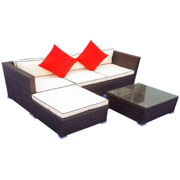 Direct Wicker Jelly 3 Piece Elegant Patio Sectional Rattan Outdoor Furniture Sofa Set With White Cushion W329s00004 Direct Wicker Jelly 3 Piece Elegant, Elegant Patio Furniture Sets