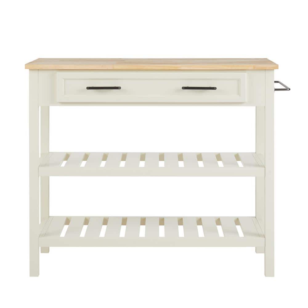 Sarah Easy White Wood 42 in. Kitchen Island