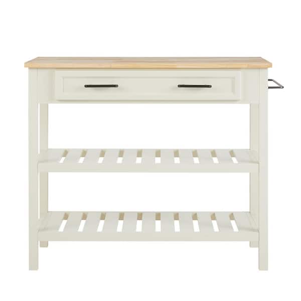Unbranded Sarah Easy White Wood 42 in. Kitchen Island