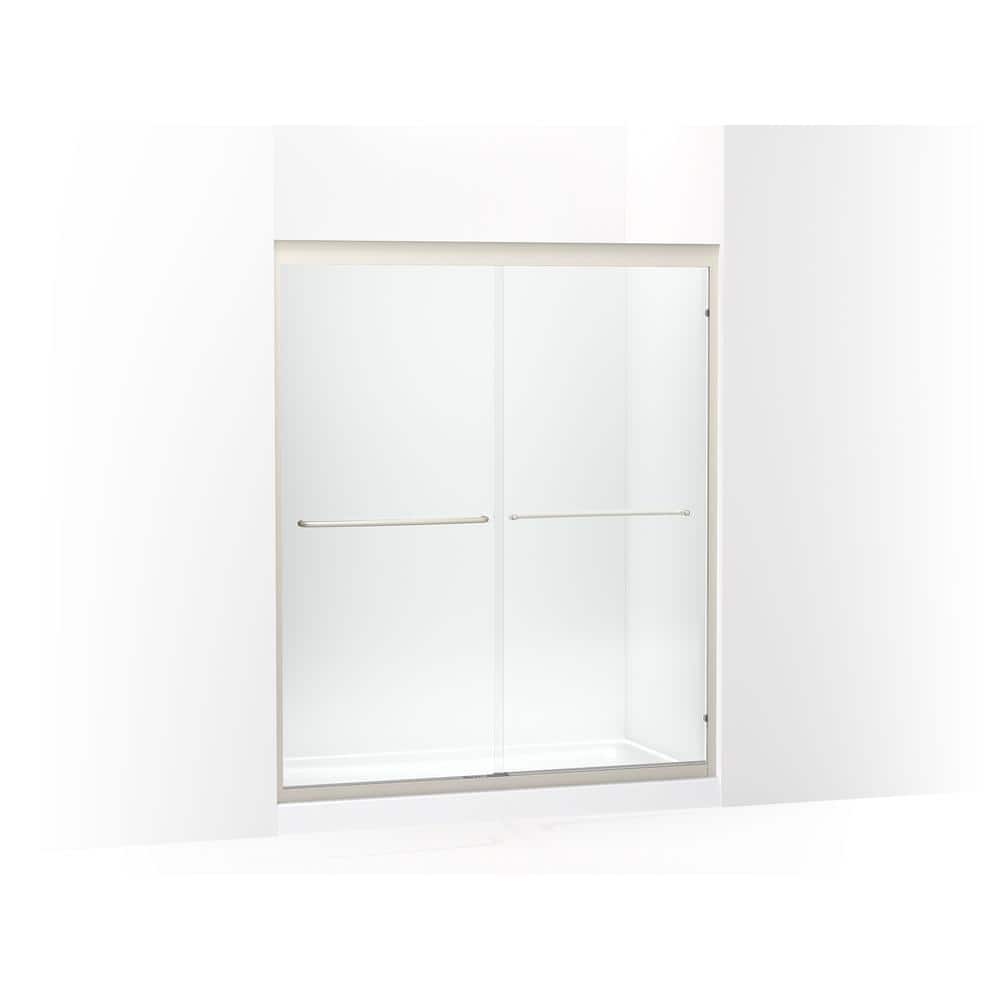 KOHLER Fluence 59.625 in. W x 70.28 in. H Sliding Frameless Bathtub Door in Anodized Matte Nickel with Crystal Clear Glass -  702206-6L-MX