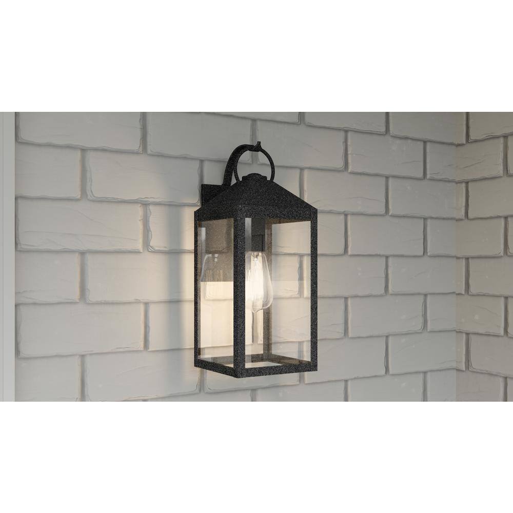 Thorpe 15" Mottled Black Metal Outdoor Wall Sconce