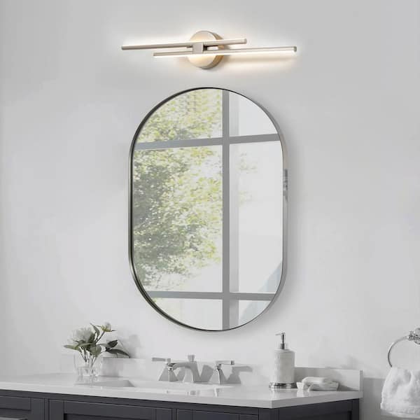 Bourget 31 in. 2-Light Brushed Nickel LED Vanity Light Bar with 3000K for Bathroom, Bedroom, Living Room