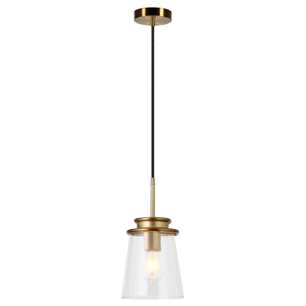 Elwood Brushed Brass Drum Pendant with Adjustable Cord