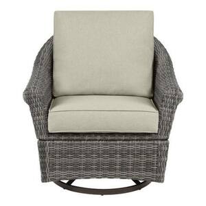 Chasewood Brown Wicker Outdoor Patio Swivel and Glider Lounge Chair with CushionGuard Biscuit Cushions