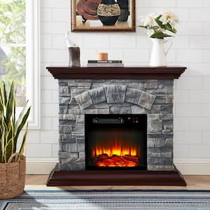40 in. Freestanding Electric Fireplace in Gray