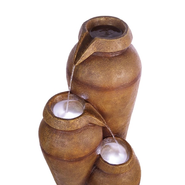 Alpine Corporation 43 in. Brown Solar Cascading Vase Floor