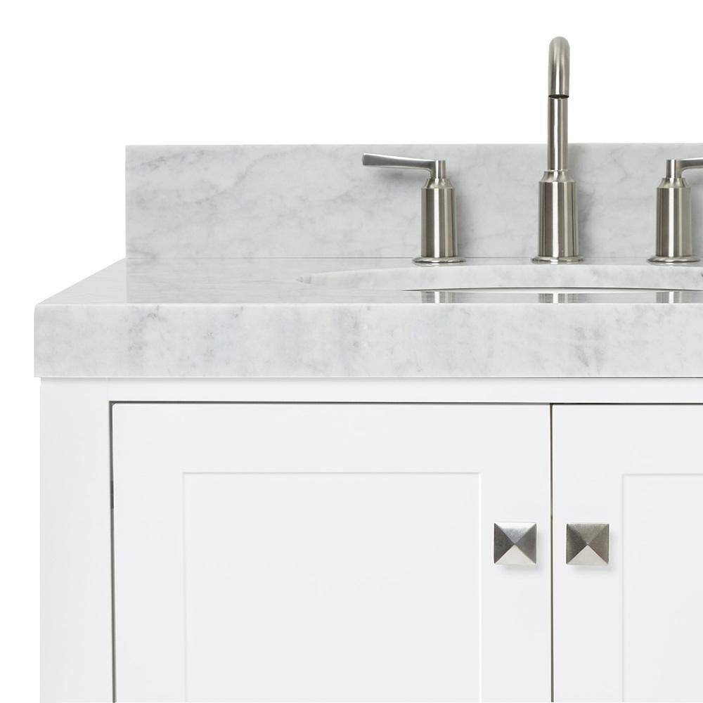 Cambridge 42'' White Wood Single Bathroom Vanity with Carrara Marble Top
