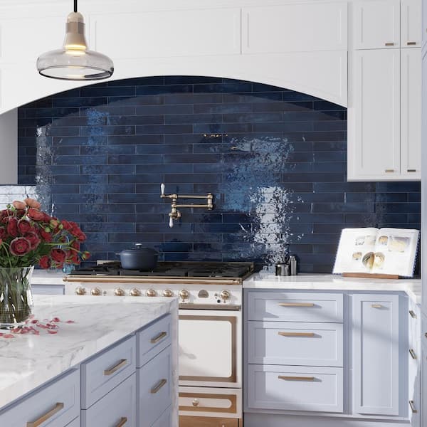 Silken 2.56 in. x 15.75 in. Navy Blue Ceramic Glossy Wall and Floor Tile (15 Cases/161.4 sq. ft./Pallet)