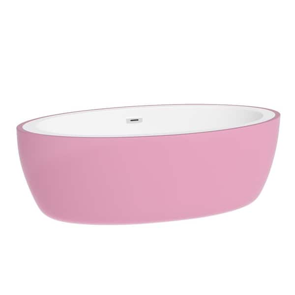 Satico 67 in. Contemporary Design Acrylic Soaking SPA Tub Non-Whirlpool Freestanding Bathtub in White