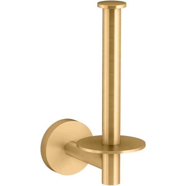 Elate VerticalToilet Paper Holder in Vibrant Brushed Moderne Brass