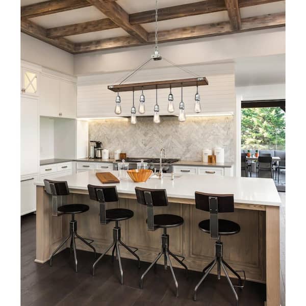 Elway 7-Light Barnwood with Galvanized Steel Chandelier