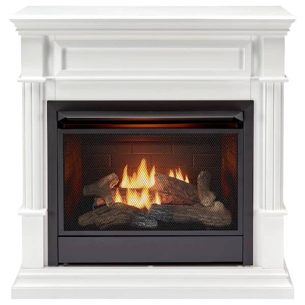 Duluth Forge Dual Fuel Ventless Gas Fireplace - 26,000 BTU, T-Stat Control, Antique White Finish