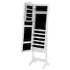 Costway White Mirrored Freestanding Jewelry Armoire Organizer Cabinet with Drawer and Led Lights GHMHSKU00776