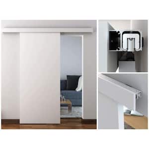 Traditional Series 78-3/4 in. (2000 mm) Paintable Cover Decorative Concealed Sliding Barn Door Hardware Kit, Single Door