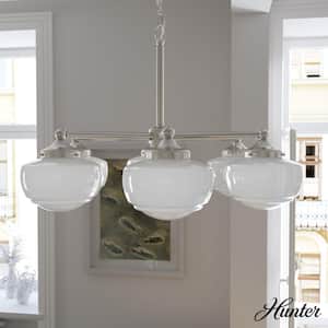 Saddle Creek 5-Light Brushed Nickel Schoolhouse Chandelier with Cased White Glass Shades