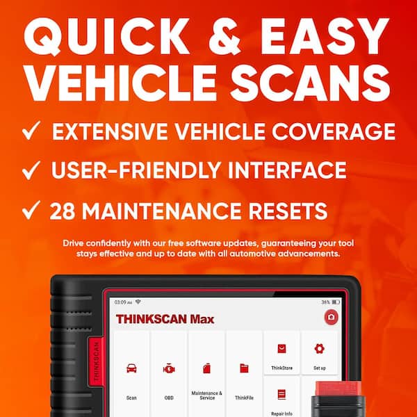 THINKCAR 6 in. OBD2 Scanner Car Code Reader Tablet Vehicle Diagnostic Tool ThinkScan Max