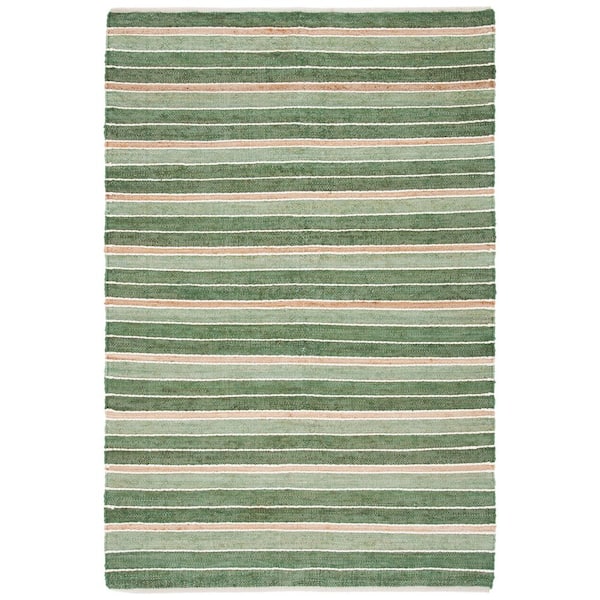 Striped Kilim 6 ft. x 9 ft. Green/Natural Striped Area Rug