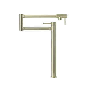 Deck Mounted 2-Handle Pot Filler Faucet with Extension Shank in Brushed Gold