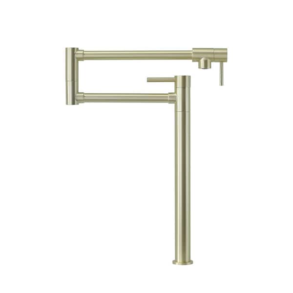 YASINU Deck Mounted 2-Handle Pot Filler Faucet with Extension Shank in Brushed Gold